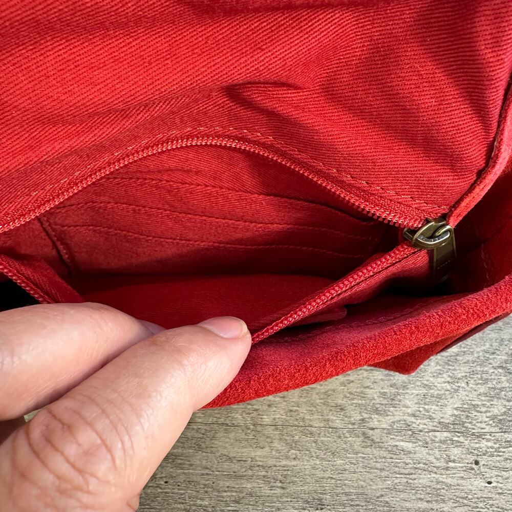 Free People Charlie Chain Crossbody Purse Red Suede Mini - Picture 3 of 9